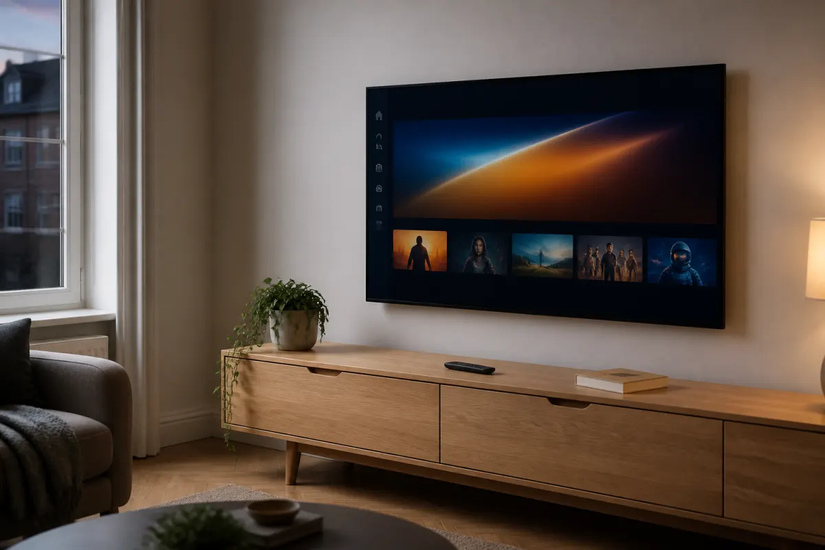 Living room TV ready for Falcon IPTV setup